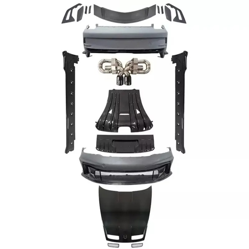 High Quality Gt-3 Style Carbon Fiber And Fiberglass Front Bumper Rear Spoiler Body Kit For  911 992 Bodykit Engine Hood